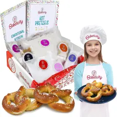 Baketivity Pretzel Making Kit - Real Cooking Set for Kids Ages with Recipe and Ingredients - Kids Baking Set for Girls & Boys - Great Gift for Family Bonding