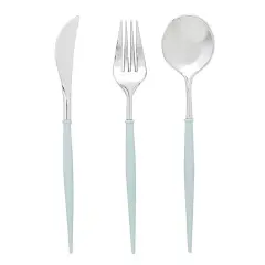 Heavy-duty Plastic Cutlery 24 pcs Blue and silver
