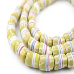 The Bead Chest Light Green Strawstack Sandcast Beads