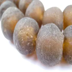 Jumbo Recycled Glass Beads, 21&ndash;25mm &ndash; African Sea Glass for Wall Hangings, Coffee Table Decor, Shelf Styling, and Home Accents &ndash; (Mocha) &ndash; The Bead Chest