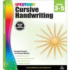 Spectrum Grades 3-5 Cursive Handwriting Workbook, Lowercase and Uppercase Letters, Vocabulary, and More Writing Practice, Classroom or Homeschool Curriculum