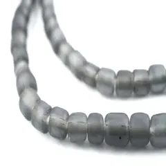 The Bead Chest Indonesian Glass Beads, Small Java Bali 4mm Spacers Jewelry Making Supplies for Necklaces, Bracelets, DIY Crafts (Translucent Grey)