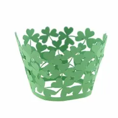 Green "Clover Leaf" Lace Cupcake Wrappers & Liners | 25 PC Set