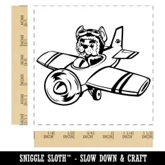 Puppy Pilot Dog in Airplane Self-Inking Rubber Stamp Ink Stamper Blue