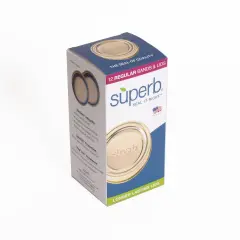 Superb Sealing Solutions Canning Lids and Bands - Mason Jar Lid Toppers Fit Ball and Kerr Jars, 3.25 inch Food Grade with Thick Seals, USA Made, 12 Count