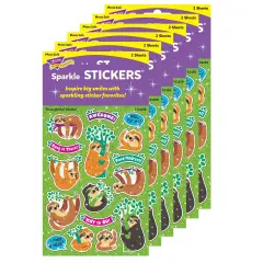 Thoughtful Sloths Sparkle Stickers&reg;, 32 Per Pack, 6 Packs