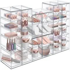 Sorbus 30 Drawers Acrylic Organizer for Makeup, Organization and Storage, Art Supplies, Jewelry, Stationary - 6 Pcs Clear Stackable Storage Drawers