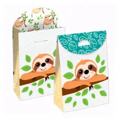 Big Dot of Happiness Let&rsquo;s Hang - Sloth - Baby Shower or Birthday Gift Favor Bags - Party Goodie Boxes - Set of 12