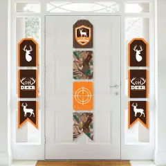Big Dot of Happiness Gone Hunting - Hanging Vertical Paper Door Banners - Deer Camo Baby Shower or Birthday Party Wall Decor Kit - Indoor Door Decor