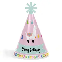Big Dot of Happiness Whole Llama Fun - Cone Happy Birthday Party Hats for Kids and Adults - Set of 8 (Standard Size)