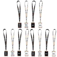 Confetti Hall Pass with Lanyard, 4 Per Pack, 3 Packs