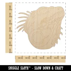 Spiny Green Iguana Lizard Head Unfinished Wood Shape Piece Cutout for DIY Craft Projects