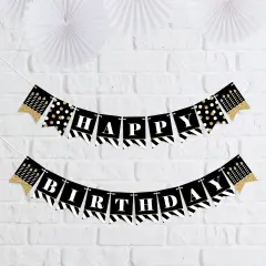 Big Dot of Happiness Adult Happy Birthday - Gold - Birthday Party Mini Pennant Banner - Happy Birthday