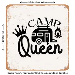 DECORATIVE METAL SIGN - Camp Queen - 2- Vintage Rusty Look