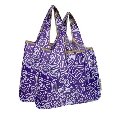 Wrapables Medium Foldable Tote Nylon Reusable Grocery Bag (Set of 2), Swiggle