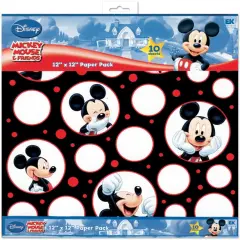 EK Disney Paper Pack 12"X12" 10/Pkg-Mickey Black, White & Red; 5 Designs/2ea
