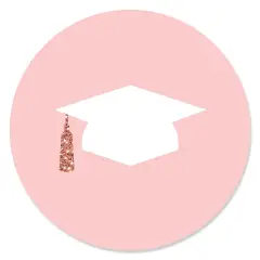 Big Dot of Happiness Rose Gold Grad - Graduation Party Circle Sticker Labels - 24 Count