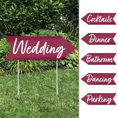 Big Dot of Happiness Burgundy Elegantly Simple - Arrow Wedding and Receptions Direction Signs - Double Sided Outdoor Yard Signs - Set of 6
