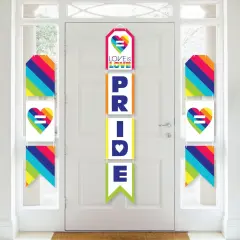Big Dot of Happiness Love is Love - Pride - Hanging Vertical Paper Door Banners - Rainbow Party Wall Decoration Kit - Indoor Door Decor