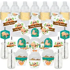 Big Dot of Happiness Let&rsquo;s Hang - Sloth - Baby Shower or Birthday Party Favors and Cupcake Kit - Fabulous Favor Party Pack - 100 Pieces