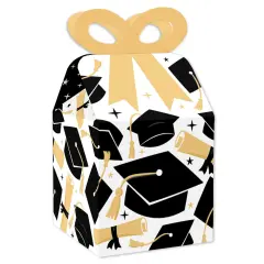 Big Dot of Happiness Goodbye High School, Hello College - Square Favor Gift Boxes - Graduation Party Bow Boxes - Set of 12
