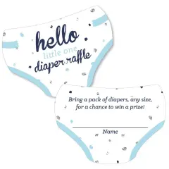 Big Dot of Happiness Hello Little One - Blue and Silver - Diaper Shaped Raffle Ticket Inserts - Boy Baby Shower Diaper Raffle Game - Set of 24