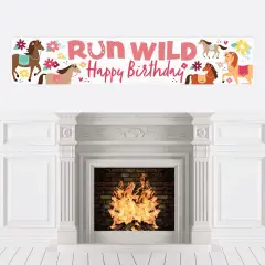 Big Dot of Happiness Run Wild Horses - Happy Birthday Pony Decorations Party Banner