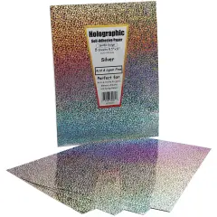 Hygloss Self-Adhesive Specialty Paper 8.5"X11" 5/Pkg-Silver Holographic
