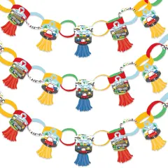 Big Dot of Happiness Cars, Trains, and Airplanes - 90 Chain Links & 30 Paper Tassels Decor - Transportation Birthday Party Paper Chains Garland 21 ft
