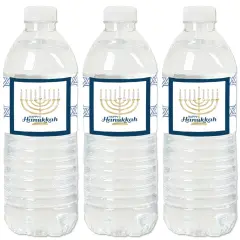 Big Dot of Happiness Happy Hanukkah - Chanukah Water Bottle Sticker Labels - Set of 20