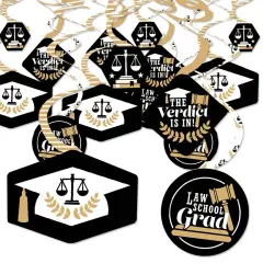 Big Dot of Happiness Law School Graduation Decoratioins Hanging Swirls - Set of 40