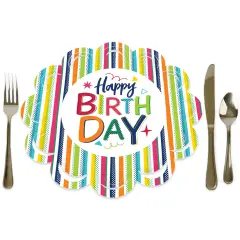 Big Dot of Happiness Cheerful Happy Birthday - Colorful Birthday Party Round Table Decorations - Paper Chargers - Place Setting For 12