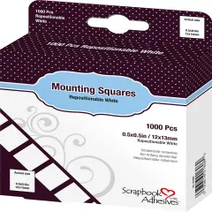 Scrapbook Adhesives Mounting Squares 1000/Pkg-Repositionable, White, .5"X.5"