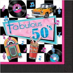 Fabulous 50's Luncheon Napkins (Pack of 12)