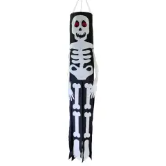 In the Breeze Lil' Bones Skeleton 40 Inch Windsock - Hanging Halloween Decoration - Outdoor Holiday Decor