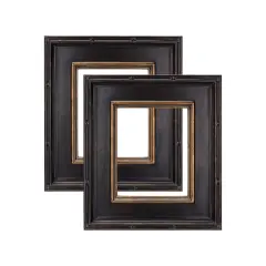 Creative Mark Museum Plein Aire Ornate Picture Frame - 15x30" - Antique Black W/ Gold - Pack of 2, High-End Antique Style Frames - Open Back with No Glass or Backing