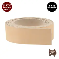 ELW Belt Blanks Strips/Straps 8/9 oz. (3.2-3.6mm) Thickness Size 3/4"x60" Full Grain Import Natural Cowhide Vegetable Tanned Leather for Tooling, Engraving, Embossing, Molding, & Dyeing