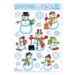 Snowman/Snowflake Clings (Pack Of 12)