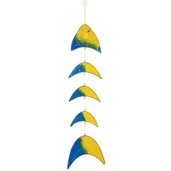 In the Breeze 7022 &mdash; Yellow & Blue Resin Fish Hanging Mobile - Colorful Suncatcher