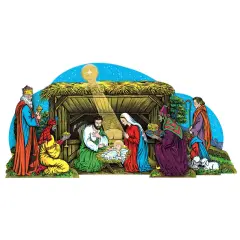 Vntg Xmas Gltrd Nativity Scenetable Dec, (Pack Of 12)