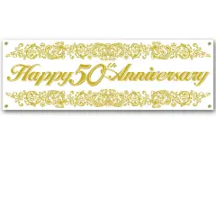 50th Anniversary Sign Banner (Pack of 12)