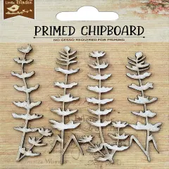 Little Birdie Laser Cut Primed Chipboard 4/Pkg-Tropical Fern
