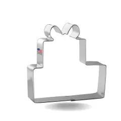 Stacked Gift Boxes Cookie Cutter 3.75 in, CookieCutter.com, Tin Plated Steel, Handmade in the USA