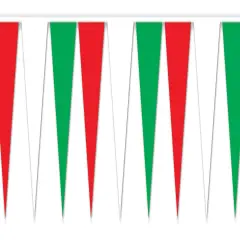 Red, White & Green Pennant Banner (Pack of 12)