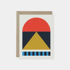 Red & Gold Geo Card,Modern Blank Card,