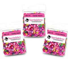 Buttons Galore Sprinkletz Embellishments for Crafts, Tiny Polymer Clay Shapes & Unique Designs - Candy Hearts - 3 Pack