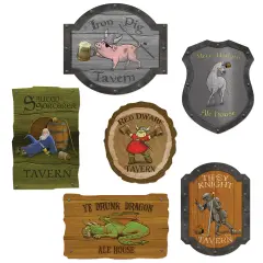 Medieval Tavern Sign Cutouts, (Pack Of 12)