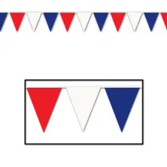 Red, White & Blue Pennant Banner (Pack of 12)