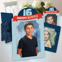 Big Dot of Happiness Boy 16th Birthday - Sweet Sixteen Birthday Party 4x6 Picture Display - Paper Photo Frames - Set of 12