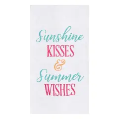 Sunshine Kisses & Summer Wishes Flour Sack Embroidered Cotton Kitchen Towel